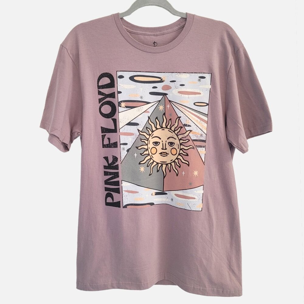Pink Floyd Distressed NWOT Dusty Grey Mauve Sun Design Tee Shirt - Medium